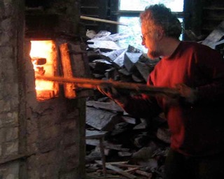 Robb Bradstock firing an Irish wood fired kiln in Co. Cork Ireland