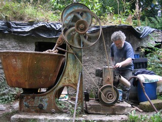 Irish Pottery clay mixing in West Cork Ireland